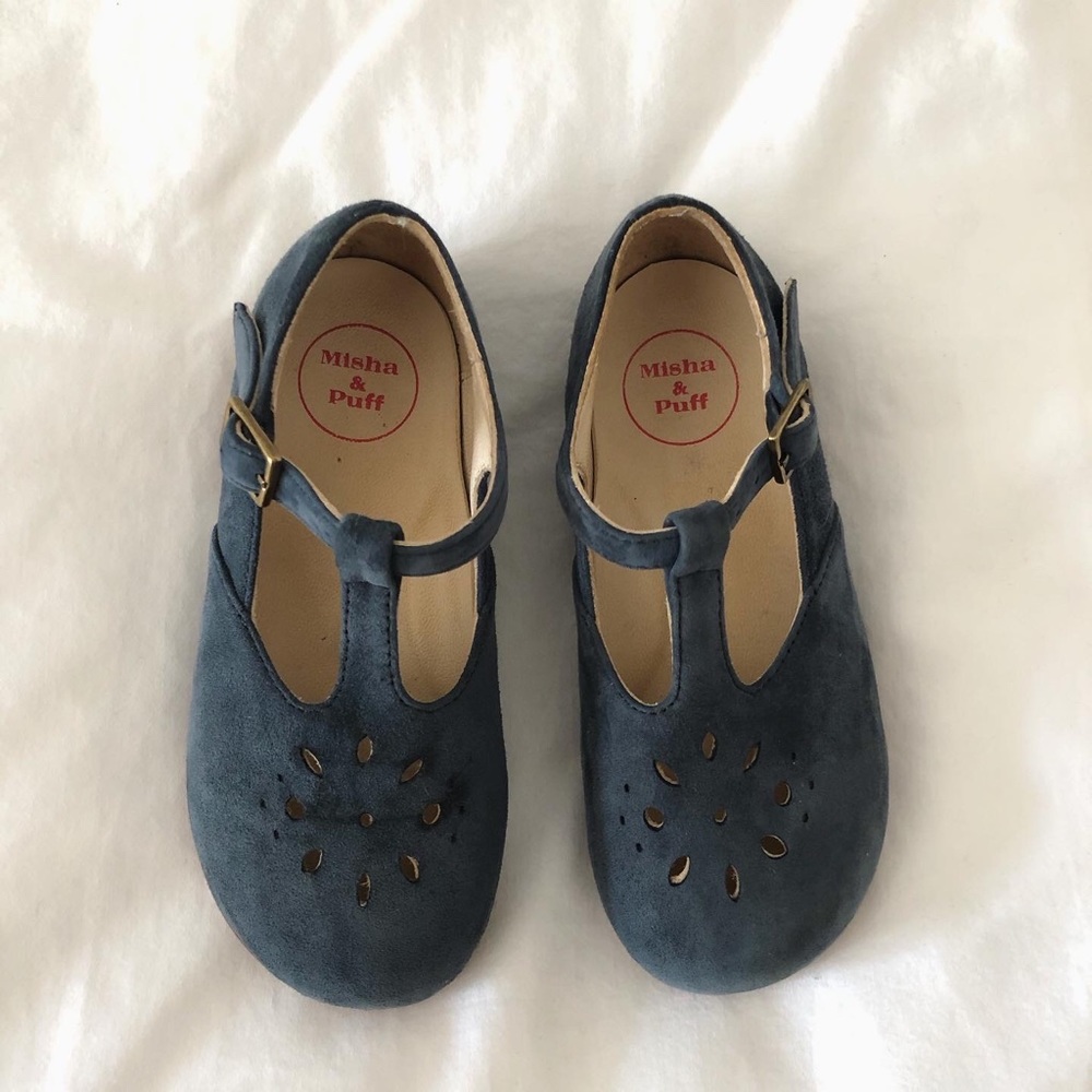 Misha & Puff Suede Shoes in Dusty Blue Size 25